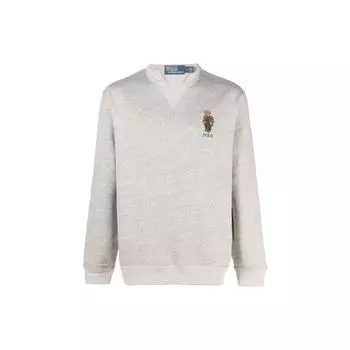 Polo Ralph Lauren мультфильм вышитый круглый вырез длинный рукав толстовка мужская толстовка серый 710920438-001 2XL