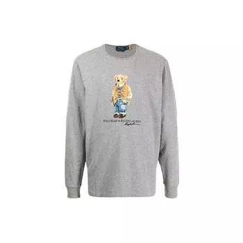Polo Ralph Lauren мультяшный принт круглый вырез длинный рукав футболка мужские топы серый 710828276-003 M