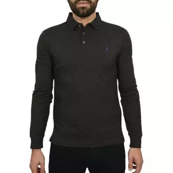 Polo Ralph Lauren Мужская рубашка-поло с длинным рукавом и вышивкой логотипа маленькой лошади топы Темно-серый 710720846-002 S