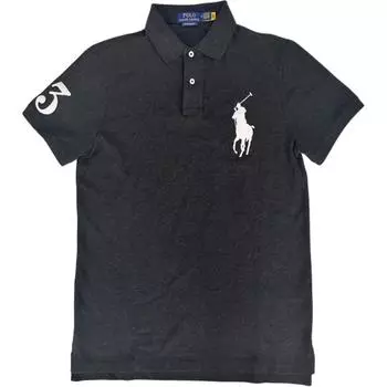 Polo Ralph Lauren Мужская рубашка поло с вышивкой логотипа Big Pony, однотонная, с коротким рукавом, мужские топы, темно-серый 710697457-046 XL