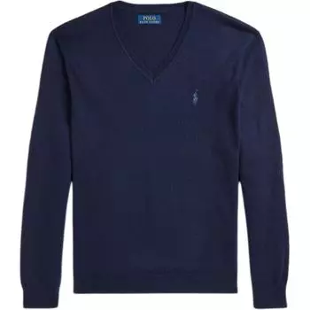 Polo Ralph Lauren Мужской свитер с V-образным вырезом и вышивкой в виде маленького логотипа пони, можно стирать, темно-синий MNPOSWE16820068-400 XS