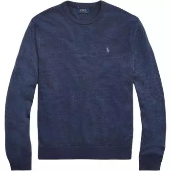 Polo Ralph Lauren Мужской вязаный свитер с круглым вырезом из шерсти с вышивкой логотипа маленькой лошади, темно-синий MNPOSWE16820507-410 S