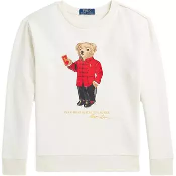Polo Ralph Lauren Новогодняя коллекция Хлопковый свитер с круглым вырезом и длинными рукавами с узором медведя Детские топы Кремовый CWPOKNIY8021339-101 S