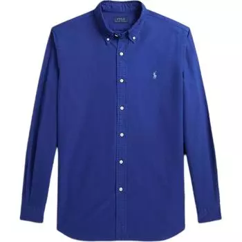 Polo Ralph Lauren однобортная однотонная рубашка с длинным рукавом и воротником-стойкой, мужские рубашки синего цвета MNPOWOV16823994-400 S