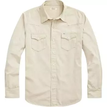 Polo Ralph Lauren однобортная однотонная свободная повседневная рубашка с длинным рукавом мужские рубашки цвета хаки 710907358-003 S