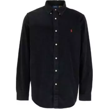 Polo Ralph Lauren Однобортная рубашка с длинным рукавом и вышитым логотипом, мужские рубашки, цвет черный 710853123-003 M