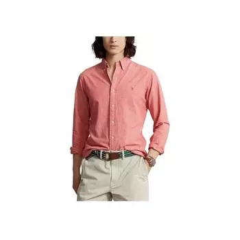 Polo Ralph Lauren однобортная рубашка с длинным рукавом и вышивкой Pony, мужские рубашки, розовая 710900624-001 XS