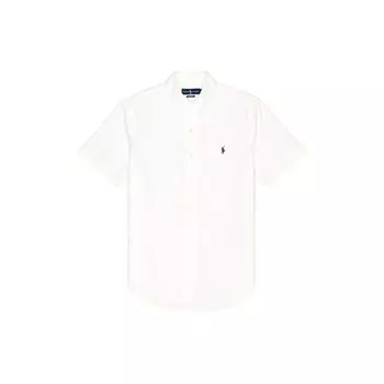 Polo Ralph Lauren однобортная рубашка с длинным рукавом и вышивкой Pony, мужские рубашки белого цвета 710816449-001 XS