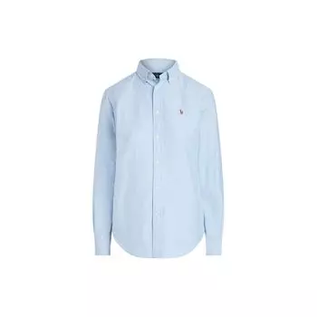 Polo Ralph Lauren однобортная рубашка с длинным рукавом и точечным воротником, женские рубашки светло-голубого цвета 211747514019 XS