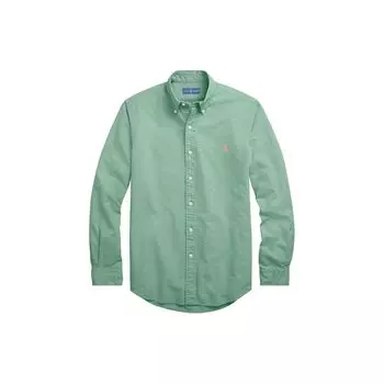 Polo Ralph Lauren однобортная рубашка с длинным рукавом и вышитым логотипом, мужские рубашки антично-зеленого цвета 710852165-005 S