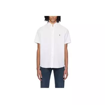 Polo Ralph Lauren однобортная рубашка с коротким рукавом и заостренным воротником, цвет белый, мужские рубашки 710899536-001 M