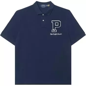 Polo Ralph Lauren Однотонная футболка-поло с вышивкой букв, с коротким рукавом, мужская, топы, синяя 710955779-004 L