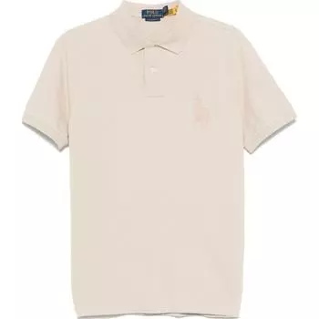 Polo Ralph Lauren Однотонная футболка-поло с вышивкой логотипа, с коротким рукавом, мужские топы, бежевый 710938137-011 M