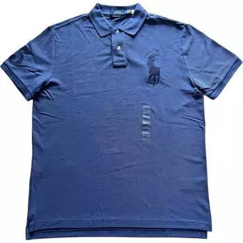 Polo Ralph Lauren Однотонная футболка-поло с вышивкой логотипа Big Pony с коротким рукавом Мужские топы Королевско-синий 710697457-066 S