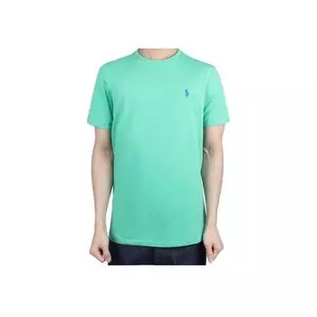 Polo Ralph Lauren однотонная футболка с круглым вырезом и логотипом, приталенная, с коротким рукавом, мужские топы, зеленый цвет 710671438-343 S