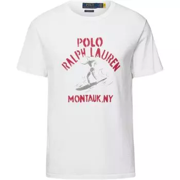 Polo Ralph Lauren Однотонная футболка с круглым вырезом и принтом букв Мужские топы Белый 710876344-001 M