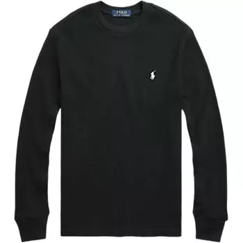 Polo Ralph Lauren Однотонная футболка с круглым вырезом и логотипом пони, с длинным рукавом, детские топы, черный 323920629-005 M