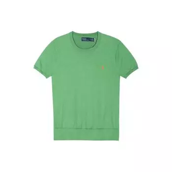 Polo Ralph Lauren Однотонная футболка с круглым вырезом, вышитым логотипом и короткими рукавами, женские топы, зеленый 211891673-011 S