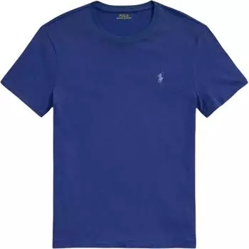 Polo Ralph Lauren Однотонная футболка с круглым вырезом, вышитым логотипом и короткими рукавами, мужские топы, темно-синий 710671426-292 L