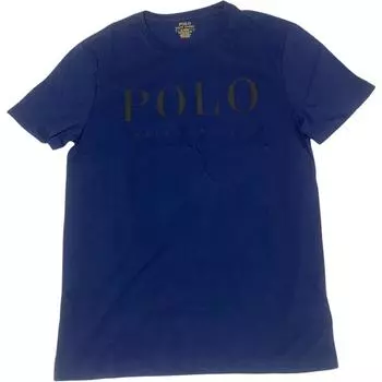 Polo Ralph Lauren Однотонная футболка с круглым вырезом, коротким рукавом и буквенным принтом, мужские топы, синяя 710815945-006 L