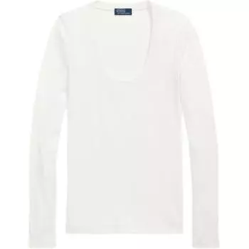 Polo Ralph Lauren однотонная футболка с круглым вырезом и длинным рукавом, женская, белая WMPOKNINC020188-100 M
