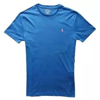 Polo Ralph Lauren однотонная футболка с вышитым логотипом и круглым вырезом, короткий рукав, мужские топы, синяя 710671438-154 XS