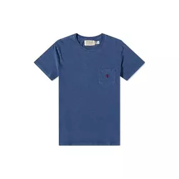 Polo Ralph Lauren однотонная футболка с вышитым логотипом спереди и круглым вырезом с коротким рукавом для мужчин, цвет синий 710795137-025 L