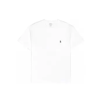 Polo Ralph Lauren однотонная футболка с вышитым логотипом и круглым вырезом, короткий рукав, мужские топы, белый цвет 710707095-003 L