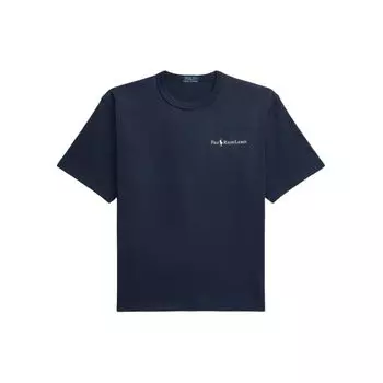 Polo Ralph Lauren Однотонная футболка с вышивкой букв, свободного кроя, с коротким рукавом, мужская, топы, морской синий MNPOTSH1N822096-410 XS