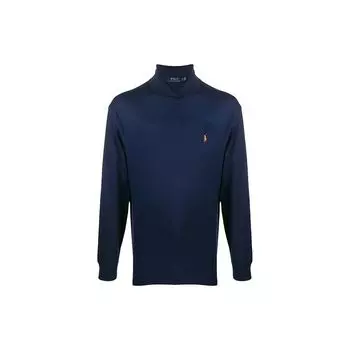 Polo Ralph Lauren Однотонная футболка с высоким воротником и длинными рукавами Мужской топ Синий 710760126-003 XS