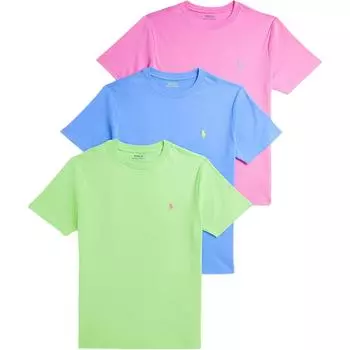 Polo Ralph Lauren Однотонная хлопковая футболка с коротким рукавом и логотипом пони, с круглым вырезом, набор из 3 штук, детские топы 323884456-009 XL