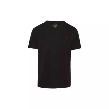 Polo Ralph Lauren однотонная хлопковая футболка с V-образным вырезом и коротким рукавом с вышитым маленьким логотипом, мужские топы, черная 710671453010 L