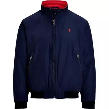 Polo Ralph Lauren однотонная хлопковая куртка с воротником-стойкой и свободной застежкой-молнией, с длинным рукавом, мужские куртки темно-синего цвета 100035712 S