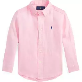 Polo Ralph Lauren однотонная льняная рубашка с длинным рукавом и вышитым логотипом Детские рубашки розового цвета CWPOWOVB6820274-650 M