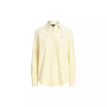 Polo Ralph Lauren однотонная однобортная рубашка поло с воротником-поло, повседневная рубашка с длинным рукавом, женские рубашки, трехколонный, желтый WMPOSHTNDO20527-700 M