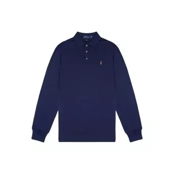 Polo Ralph Lauren однотонная повседневная рубашка поло с вышитым логотипом и длинными рукавами, мужские топы, синяя 710817913-008