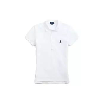 Polo Ralph Lauren Однотонная приталенная рубашка-поло прямого кроя с коротким рукавом Женские топы Белый WMPOKNINCU20250-100 S