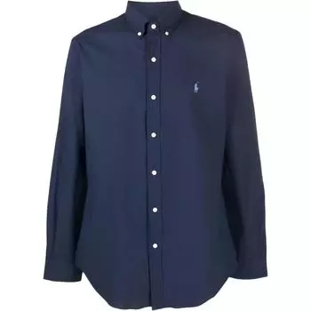 Polo Ralph Lauren однотонная рубашка на пуговицах с длинным рукавом мужские рубашки синего цвета 710832480001093-001 XXL
