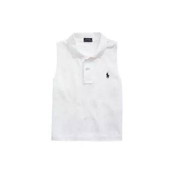 Polo Ralph Lauren однотонная рубашка поло без рукавов с вышитым логотипом для женщин, белая RL22314-100 M