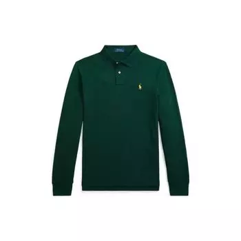 Polo Ralph Lauren однотонная рубашка поло с вышитым логотипом и длинными рукавами, мужские топы, зеленая MNPOKNI16823255-300 S