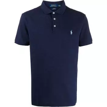 Polo Ralph Lauren однотонная рубашка поло с вышитым маленьким пони, облегающая, с коротким рукавом, мужские топы, темно-синего цвета 710671764-072 XS
