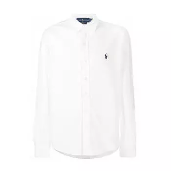 Polo Ralph Lauren однотонная рубашка поло с воротником-поло, однобортная, с длинным рукавом, мужские рубашки белого цвета 710654408-003 XL