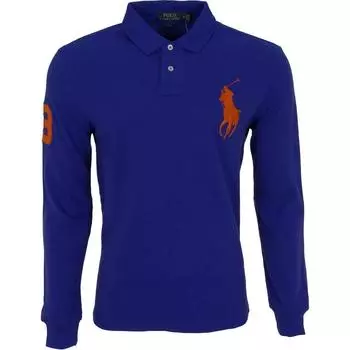 Polo Ralph Lauren однотонная рубашка поло с вышитым логотипом Big Pony с длинным рукавом, мужские топы темно-синего цвета MNPOKNI16810673E50 XS