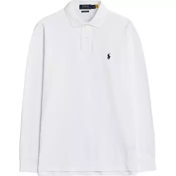 Polo Ralph Lauren однотонная рубашка поло с вышитым маленьким пони, облегающая, с длинным рукавом, мужская, белая 710549045-003 XL