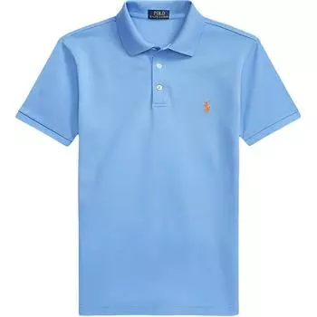 Polo Ralph Lauren однотонная рубашка поло с вышитым маленьким пони, облегающая, с коротким рукавом, мужская, синяя 710541705-201 S