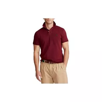 Polo Ralph Lauren однотонная рубашка поло с коротким рукавом и вышитым логотипом, мужские топы бордового цвета 710794276-012