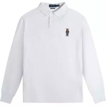 Polo Ralph Lauren Однотонная рубашка поло с длинным рукавом и вышивкой в виде медведя Мужские топы Белый 710766810-002 M