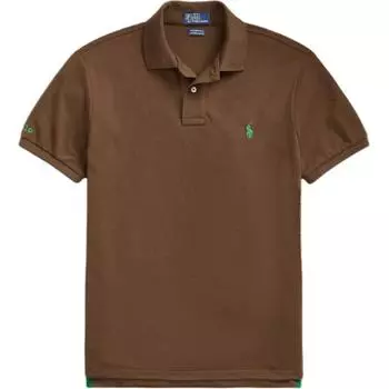 Polo Ralph Lauren Однотонная рубашка поло с вышивкой логотипа, приталенного кроя, с коротким рукавом, мужская, топы, коричневый MNPOKNI1N820667-200 S