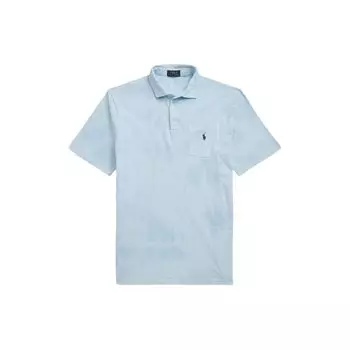 Polo Ralph Lauren Однотонная рубашка поло с коротким рукавом на пуговицах Мужские топы Синий 710860392-001 XS