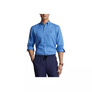 Polo Ralph Lauren Однотонная рубашка поло с вышивкой логотипа для мужчин летняя синяя 710791449-031 XL